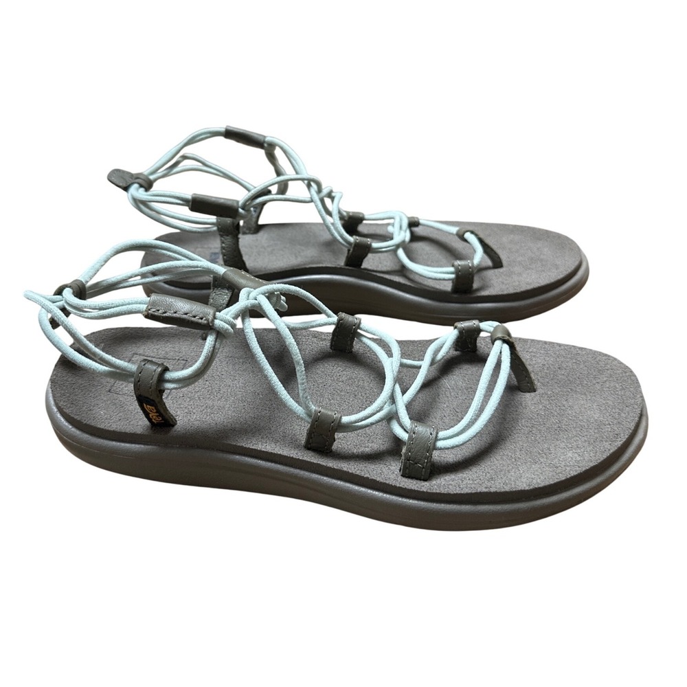 Teva Voya Infinity Strappy Sandals Blue Taupe Women Size 8 Mush Sole Comfort